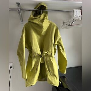 Nau Poncho Waterproof Rain Jacket Oversized Tie Front Hooded - Lime Green